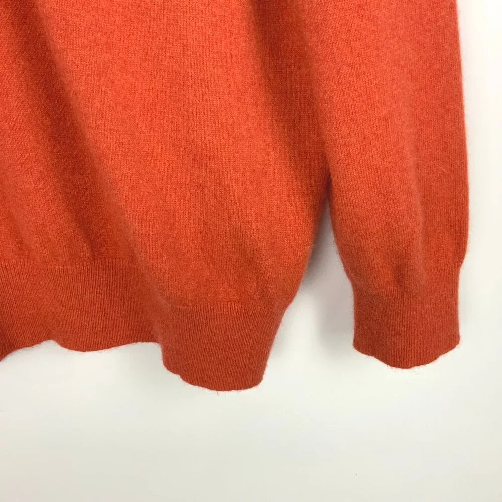 Men's Lands' End v-Neck 100% Cashmere Pullover Sweater Orange/Terracotta Sz XXL